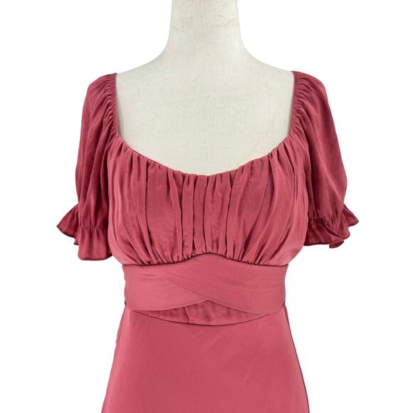 Y2K Babydoll Dress Size S Pink Croquette Preppy Romantic Scoop Neck Midi Soft - Picture 2 of 13